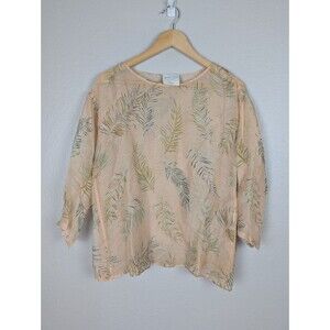 Giada Forte Linen Silk Blend Sheer Beach Summer Coverup Top Tunic Peach Sz 2 194